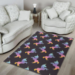 Rainbow Origami Unicorn Pattern Print Area Rug GearFrost