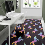Rainbow Origami Unicorn Pattern Print Area Rug GearFrost