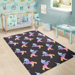 Rainbow Origami Unicorn Pattern Print Area Rug GearFrost
