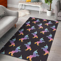 Rainbow Origami Unicorn Pattern Print Floor Mat