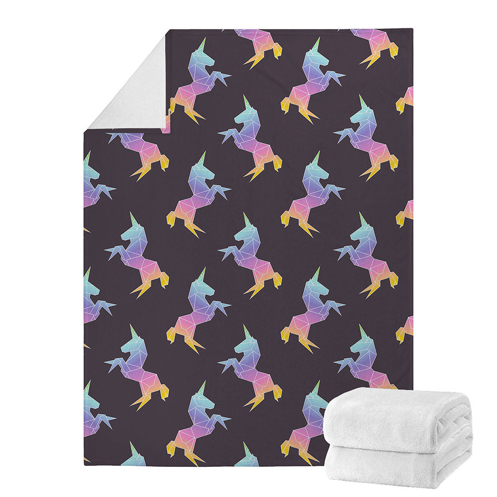 Rainbow Origami Unicorn Pattern Print Blanket
