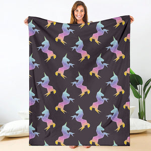 Rainbow Origami Unicorn Pattern Print Blanket