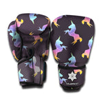 Rainbow Origami Unicorn Pattern Print Boxing Gloves