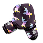 Rainbow Origami Unicorn Pattern Print Boxing Gloves