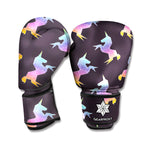 Rainbow Origami Unicorn Pattern Print Boxing Gloves