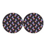 Rainbow Origami Unicorn Pattern Print Car Coasters