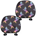 Rainbow Origami Unicorn Pattern Print Car Headrest Covers