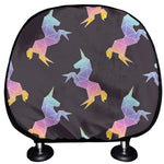 Rainbow Origami Unicorn Pattern Print Car Headrest Covers