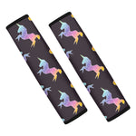 Rainbow Origami Unicorn Pattern Print Car Seat Belt Covers