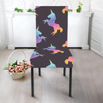 Rainbow Origami Unicorn Pattern Print Dining Chair Slipcover