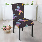 Rainbow Origami Unicorn Pattern Print Dining Chair Slipcover