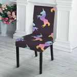 Rainbow Origami Unicorn Pattern Print Dining Chair Slipcover