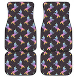 Rainbow Origami Unicorn Pattern Print Front and Back Car Floor Mats