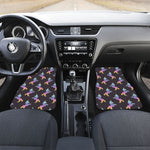 Rainbow Origami Unicorn Pattern Print Front and Back Car Floor Mats