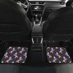 Rainbow Origami Unicorn Pattern Print Front and Back Car Floor Mats