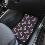 Rainbow Origami Unicorn Pattern Print Front and Back Car Floor Mats