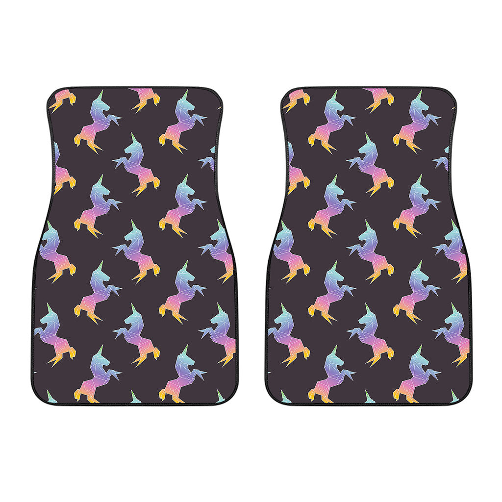 Rainbow Origami Unicorn Pattern Print Front Car Floor Mats