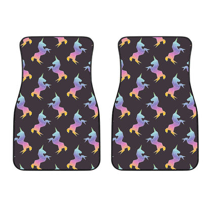 Rainbow Origami Unicorn Pattern Print Front Car Floor Mats