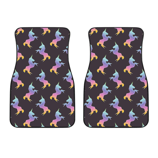 Rainbow Origami Unicorn Pattern Print Front Car Floor Mats