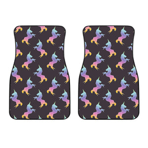 Rainbow Origami Unicorn Pattern Print Front Car Floor Mats