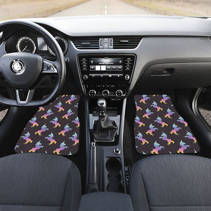 Rainbow Origami Unicorn Pattern Print Front Car Floor Mats
