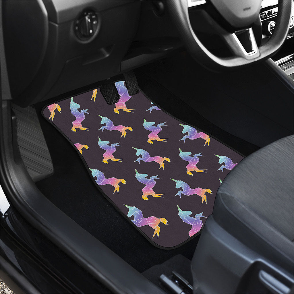 Rainbow Origami Unicorn Pattern Print Front Car Floor Mats