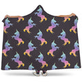 Rainbow Origami Unicorn Pattern Print Hooded Blanket
