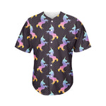 Rainbow Origami Unicorn Pattern Print Men's Baseball Jersey