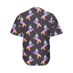 Rainbow Origami Unicorn Pattern Print Men's Baseball Jersey
