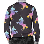 Rainbow Origami Unicorn Pattern Print Men's Crewneck Sweatshirt GearFrost
