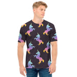 Rainbow Origami Unicorn Pattern Print Men's T-Shirt
