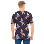 Rainbow Origami Unicorn Pattern Print Men's T-Shirt