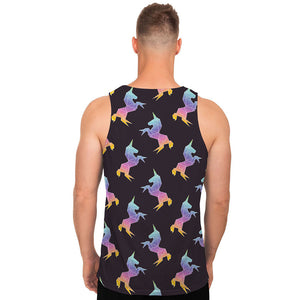 Rainbow Origami Unicorn Pattern Print Men's Tank Top