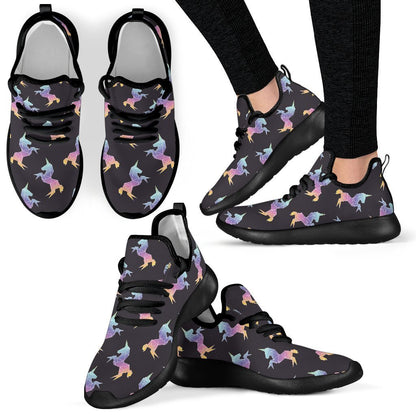Rainbow Origami Unicorn Pattern Print Mesh Knit Shoes GearFrost