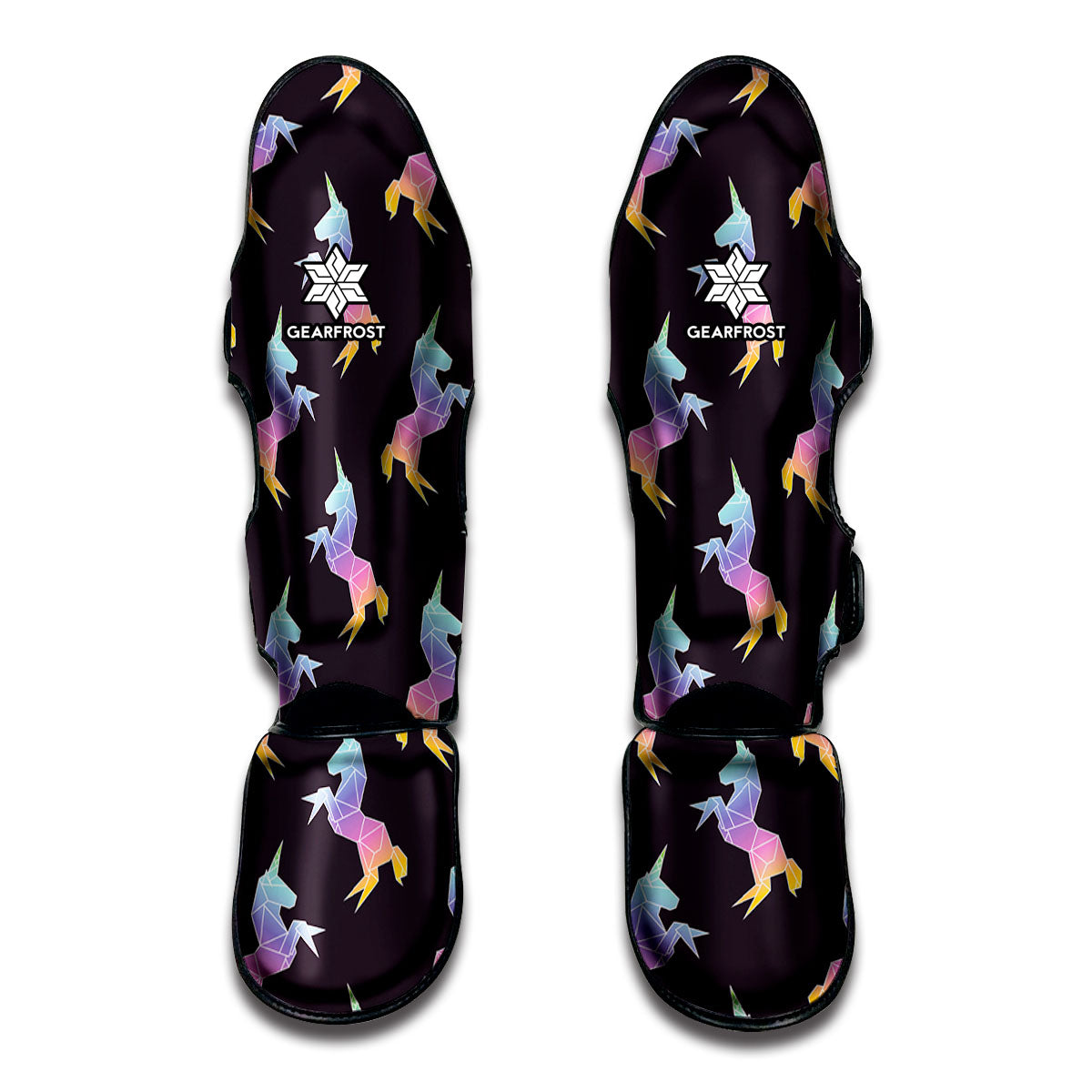 Rainbow Origami Unicorn Pattern Print Muay Thai Shin Guard