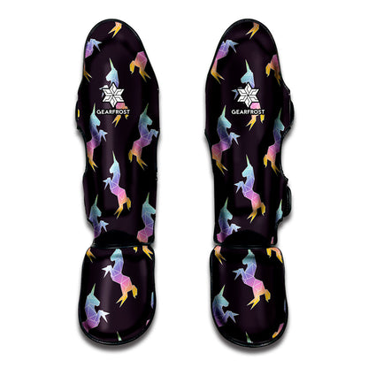 Rainbow Origami Unicorn Pattern Print Muay Thai Shin Guard