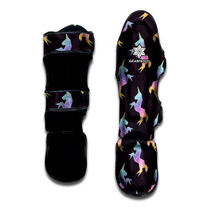 Rainbow Origami Unicorn Pattern Print Muay Thai Shin Guard