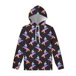 Rainbow Origami Unicorn Pattern Print Pullover Hoodie
