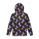 Rainbow Origami Unicorn Pattern Print Pullover Hoodie