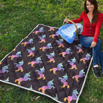 Rainbow Origami Unicorn Pattern Print Quilt