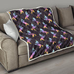 Rainbow Origami Unicorn Pattern Print Quilt