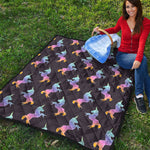 Rainbow Origami Unicorn Pattern Print Quilt