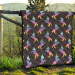 Rainbow Origami Unicorn Pattern Print Quilt