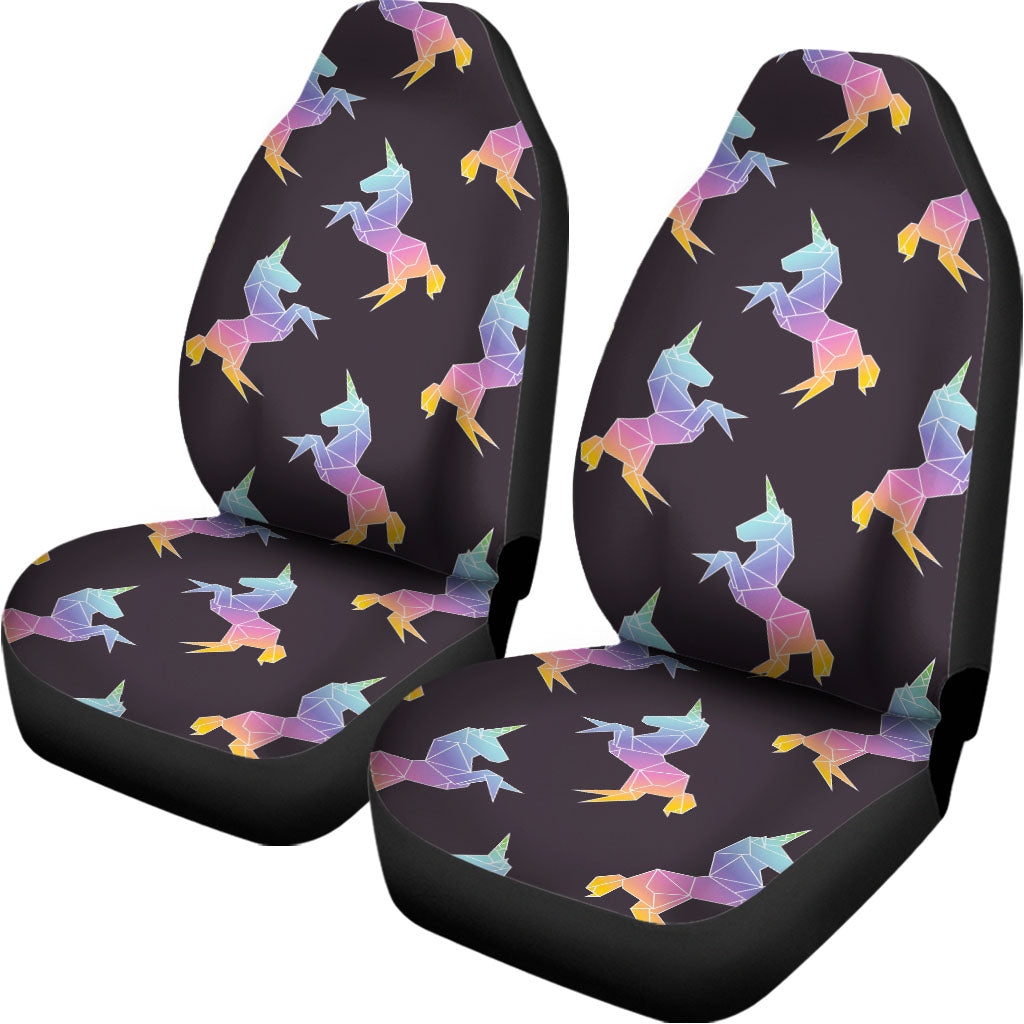 Rainbow Origami Unicorn Pattern Print Universal Fit Car Seat Covers