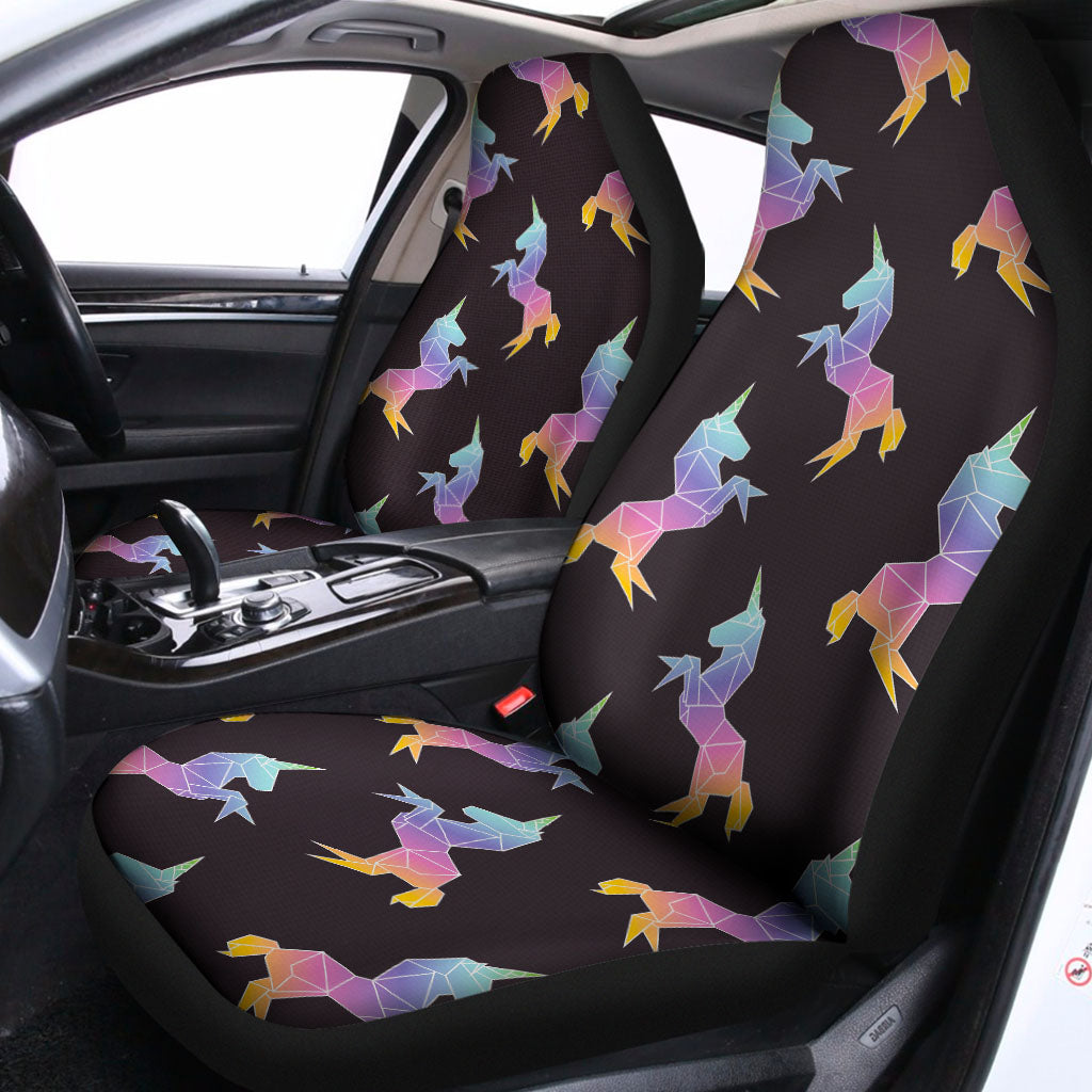 Rainbow Origami Unicorn Pattern Print Universal Fit Car Seat Covers