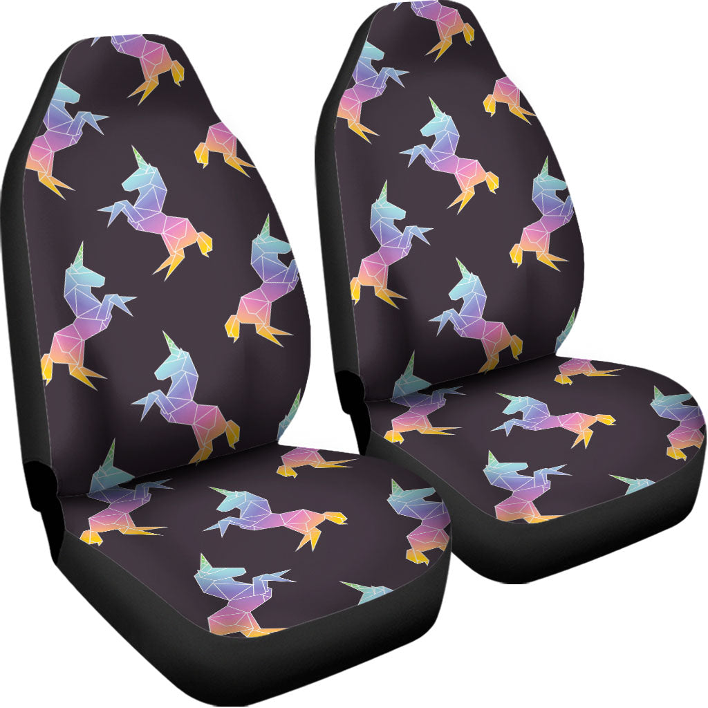 Rainbow Origami Unicorn Pattern Print Universal Fit Car Seat Covers