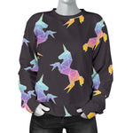 Rainbow Origami Unicorn Pattern Print Women's Crewneck Sweatshirt GearFrost