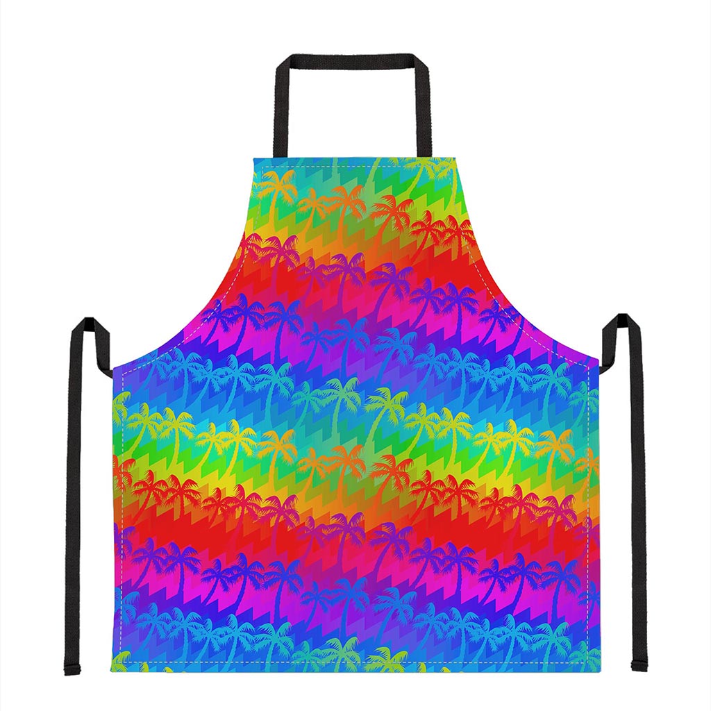 Rainbow Palm Tree Pattern Print Apron