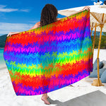 Rainbow Palm Tree Pattern Print Beach Sarong Wrap