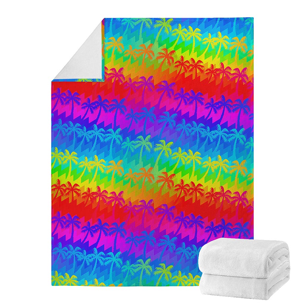 Rainbow Palm Tree Pattern Print Blanket